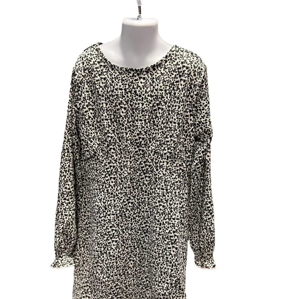 Art Class Girl's Dress Black White Long Sleeve Floral M 8